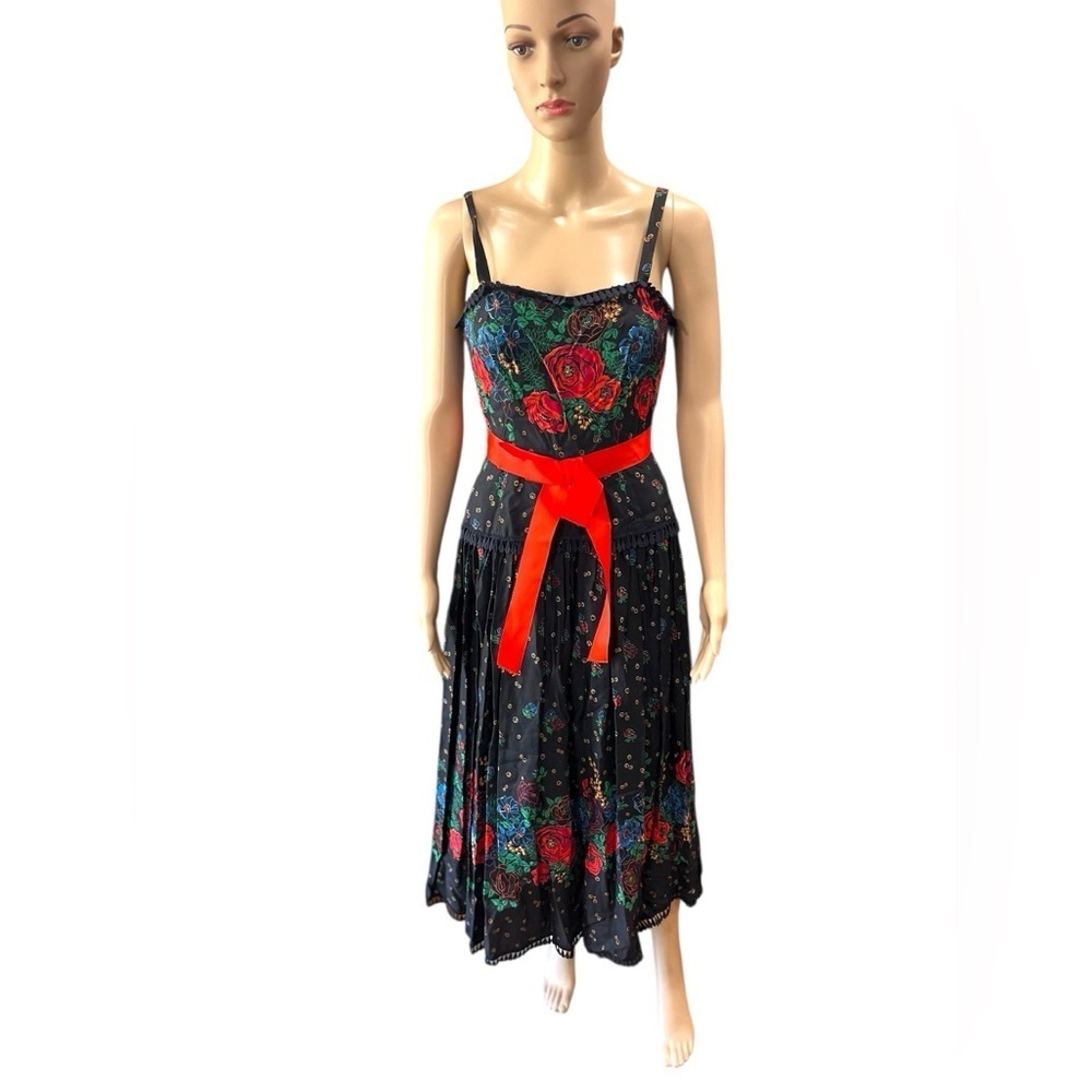 Victor Costa garden floral sun true 80’s reworked vintage prairie style dress-8